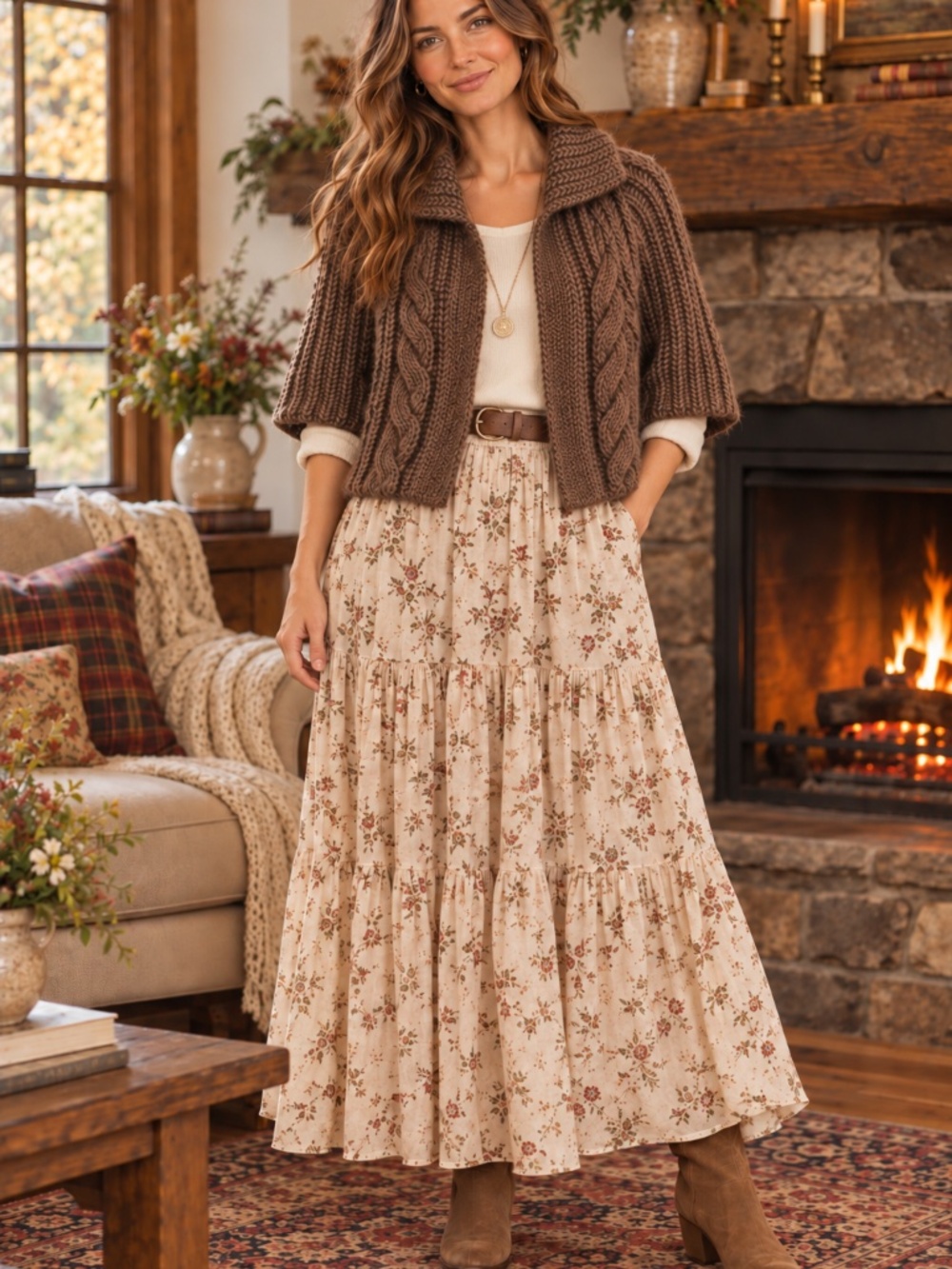 Stefanel wool/alpaca sweater/cardigan L boxy chunky cable knit Italy collar open